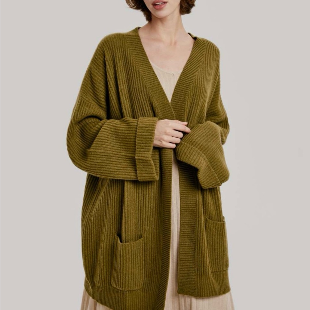NAP Olive Green Cashmere Sweater cardigan